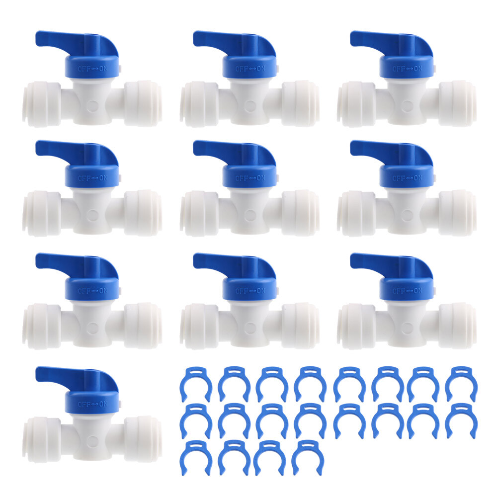 10PCS OD Tube Ball Valve Quick Connect Fitting 3/8" RO Water System