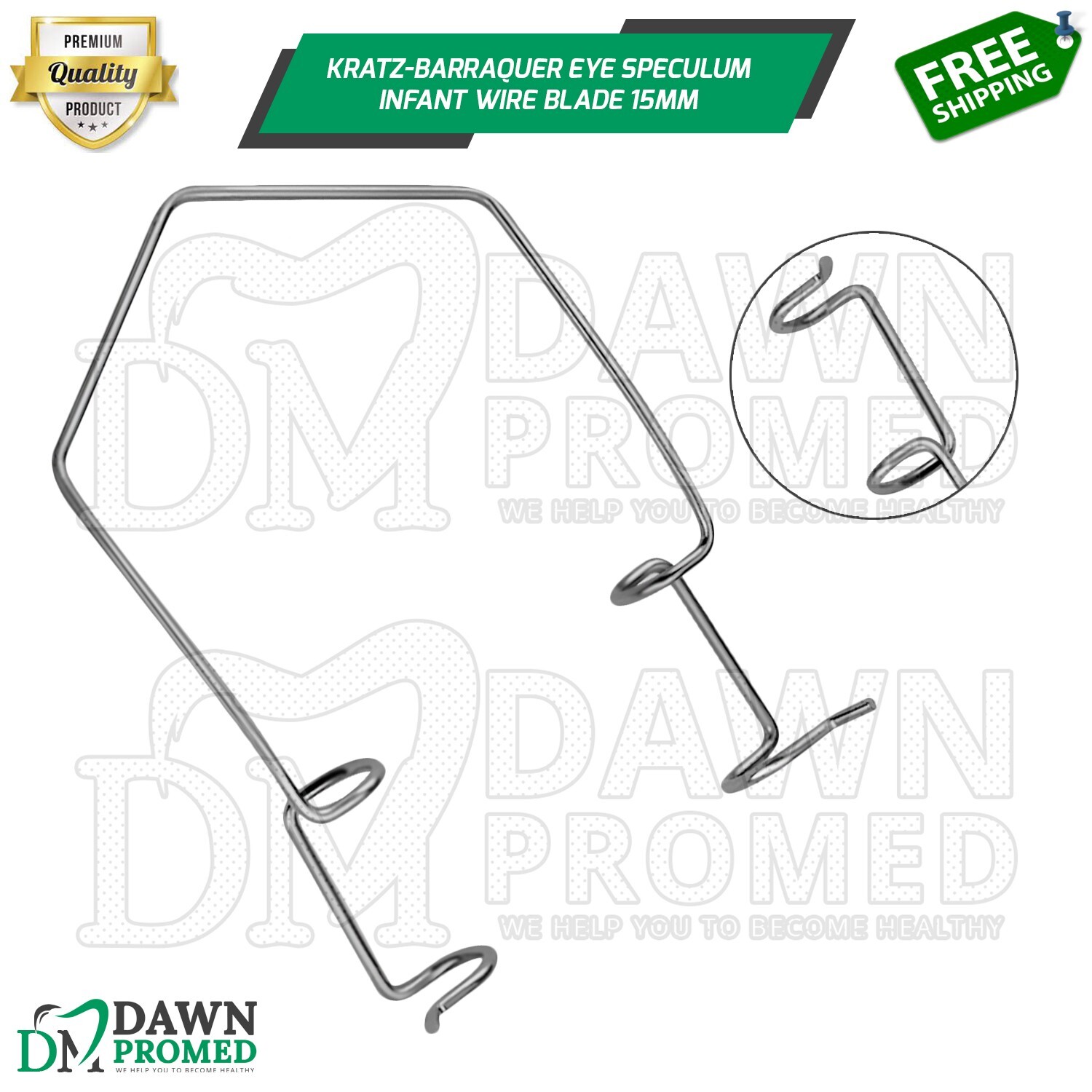 Kratz-Barraquer Eye Speculum Wire Blade 15mm Ophthalmic Instrument German Grade
