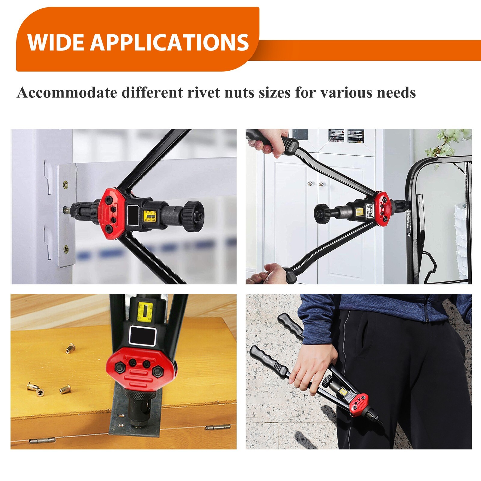 iMeshbean 16" Rivet Nut Tool Kit w/ 630PCs Rivet Nuts 11PC Metric & SAE Mandrel