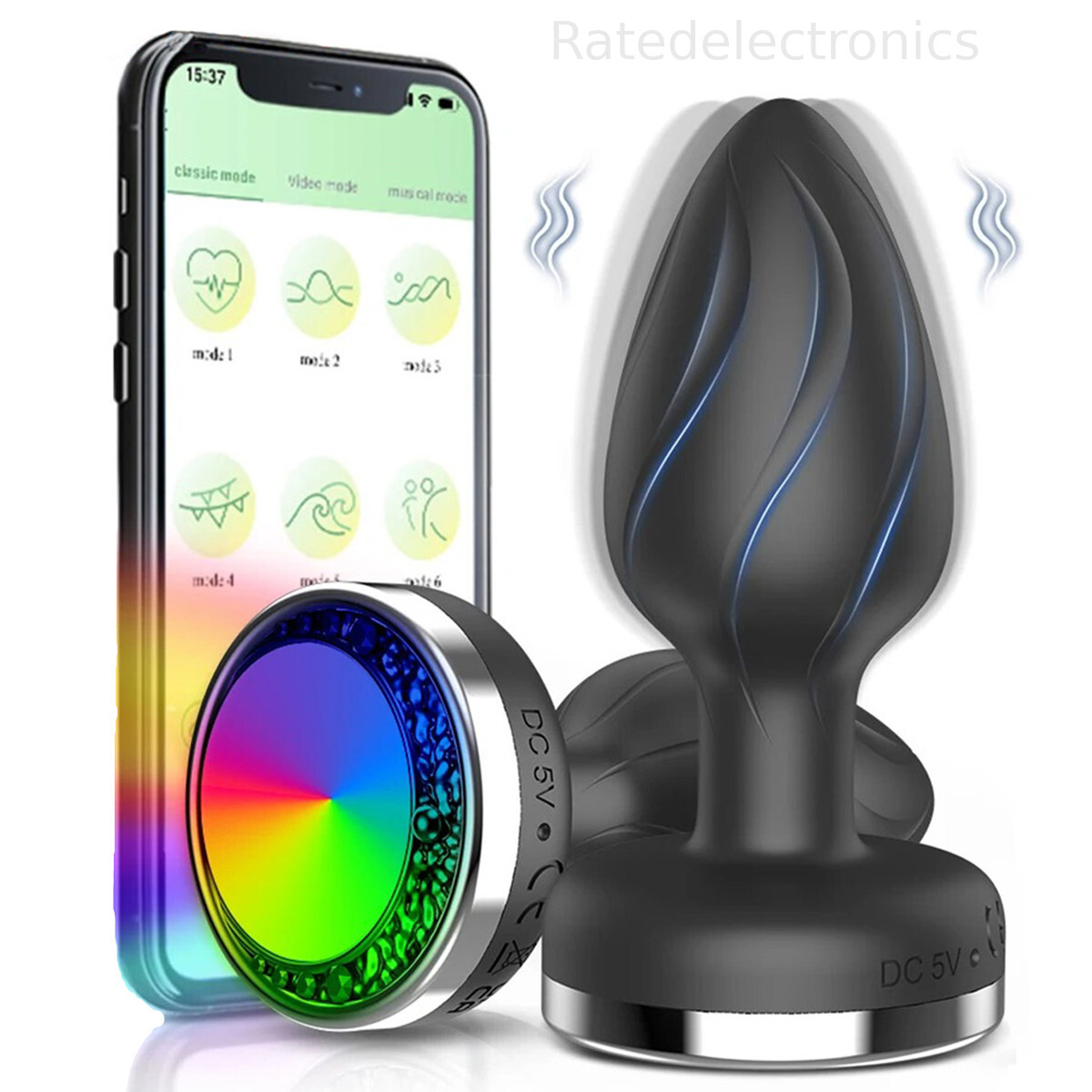 Vibrating Butt Plug Anal Plug Flashing Light Base Anal Stimulator Women Sex Toys