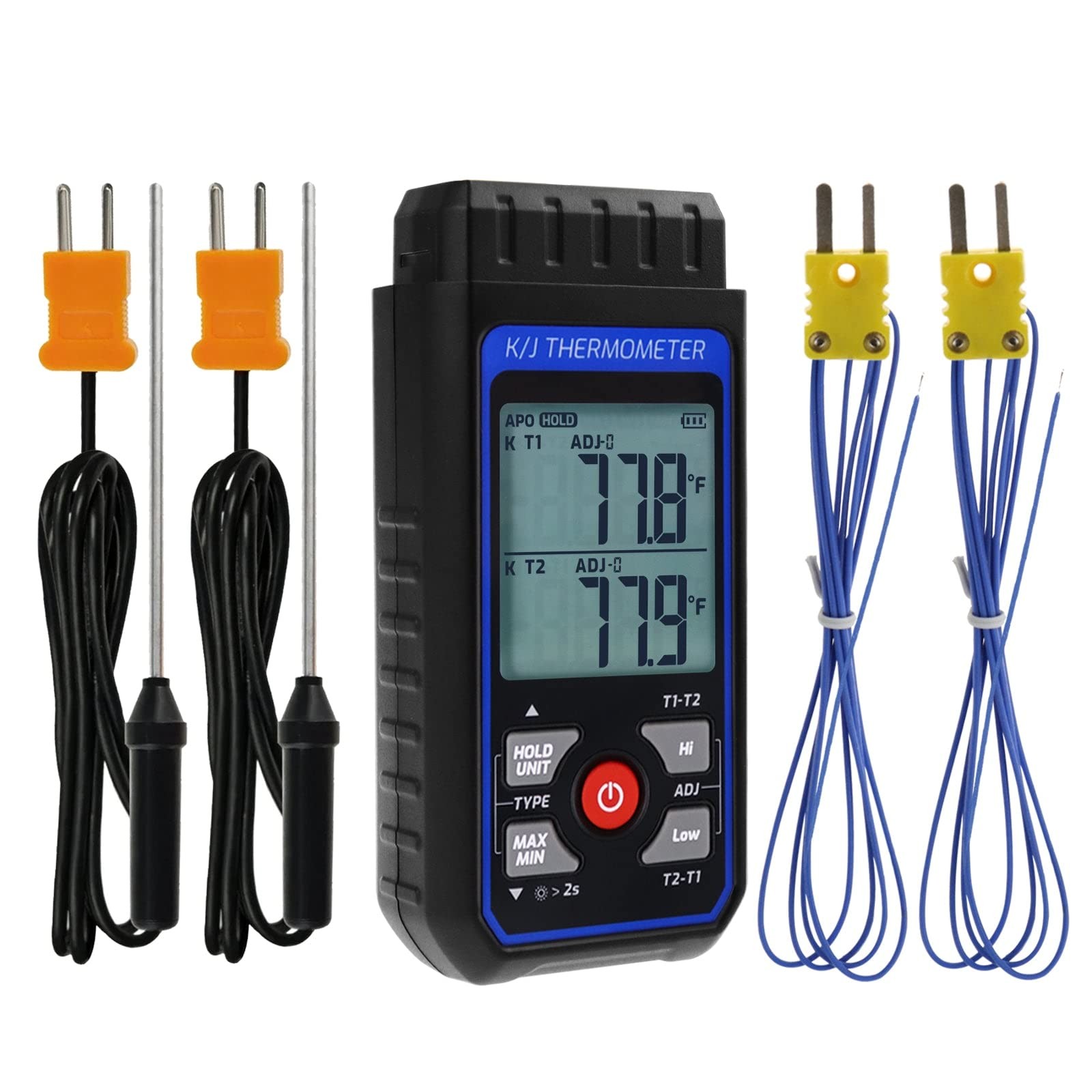 Thermocouple Thermometer HVAC Temperature Meter, Digital with 4 K Type , Dual