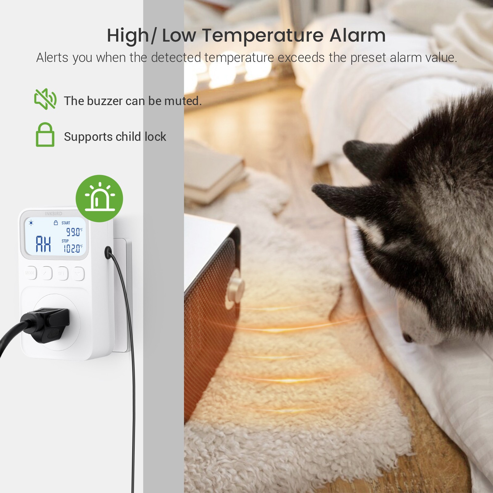 INKBIRD Plug in Thermostat 1800W Heating Cooling Temperature Controller Timer CF