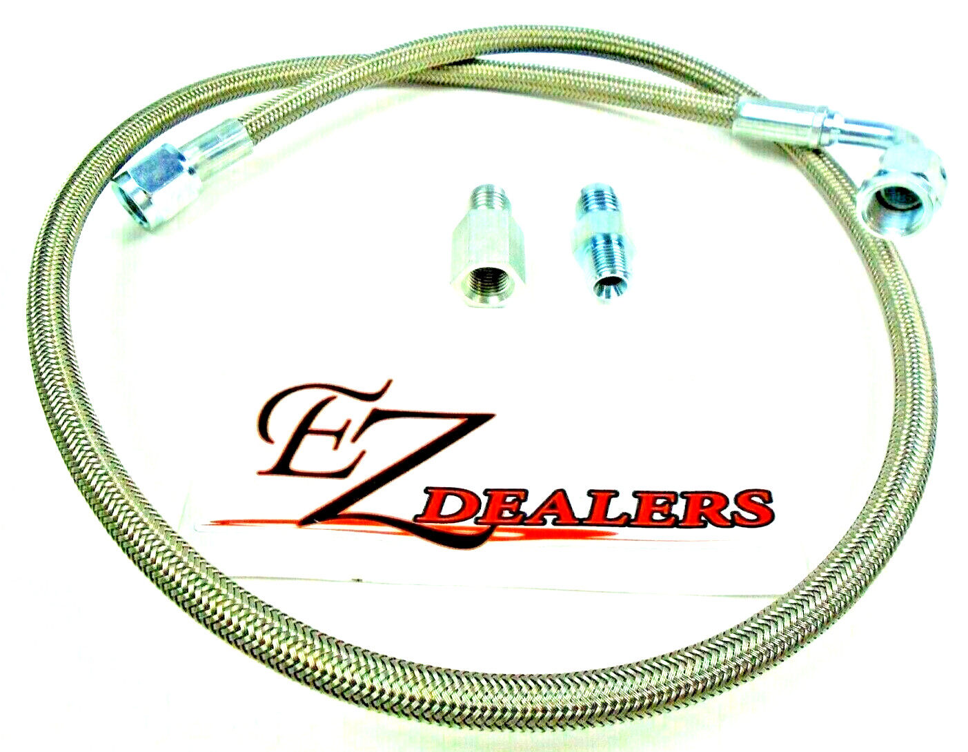 18" Braided Line Gauge Line Kit Str. x 90 degree Oil Fuel Pressure 1/8" NPT 4AN