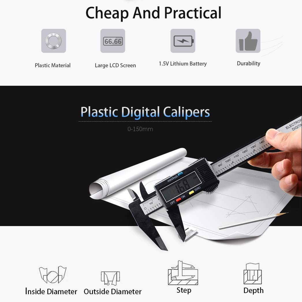 Electronic Digital Calipers, inch and Millimeter Conversion,LCD Screen...