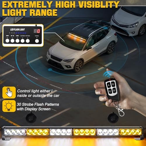 Traffic Advisor Strobe Lights Bar Emergency Warning Strobe Amber and White
