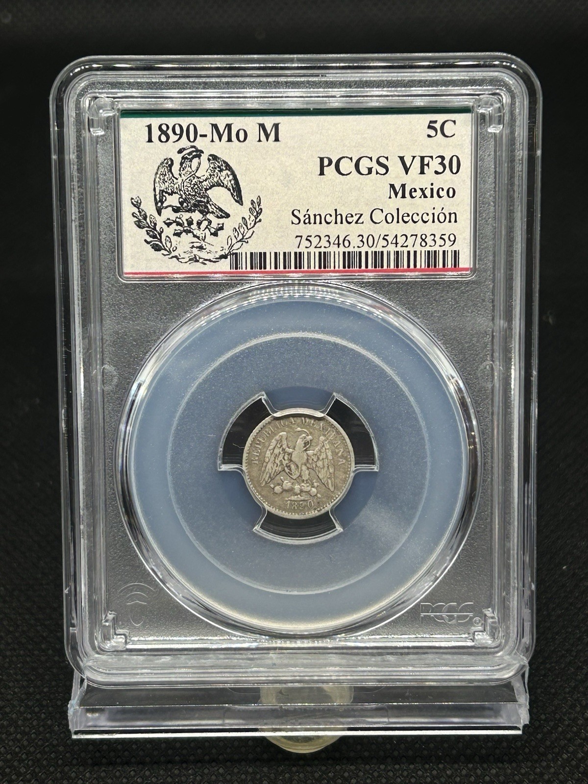MEXICO Silver 1890 Mo M 5 Centavos Mexico City Mint *Rare* VF30 Pop 1/9