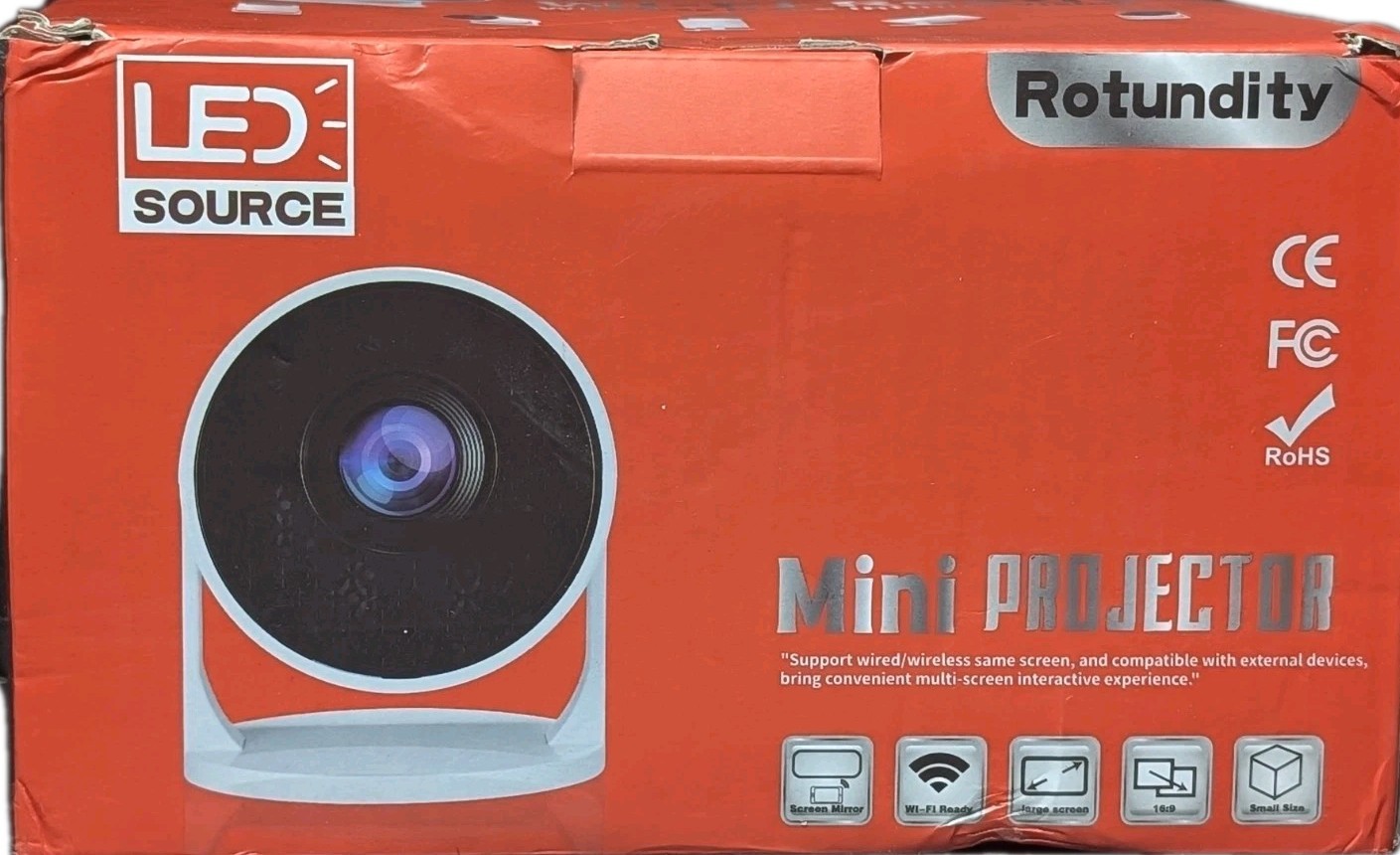 Rotundity Mini Projector Wi-Fi Ready Large Screen Screen Mirror High Definition