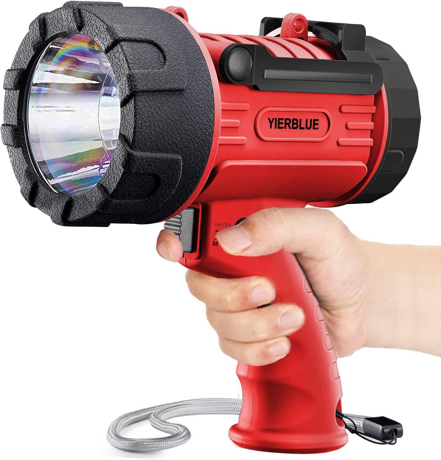 Rechargeable Spotlight Flashlight with 2000,000 High Lumen LED, IP67 Waterproof