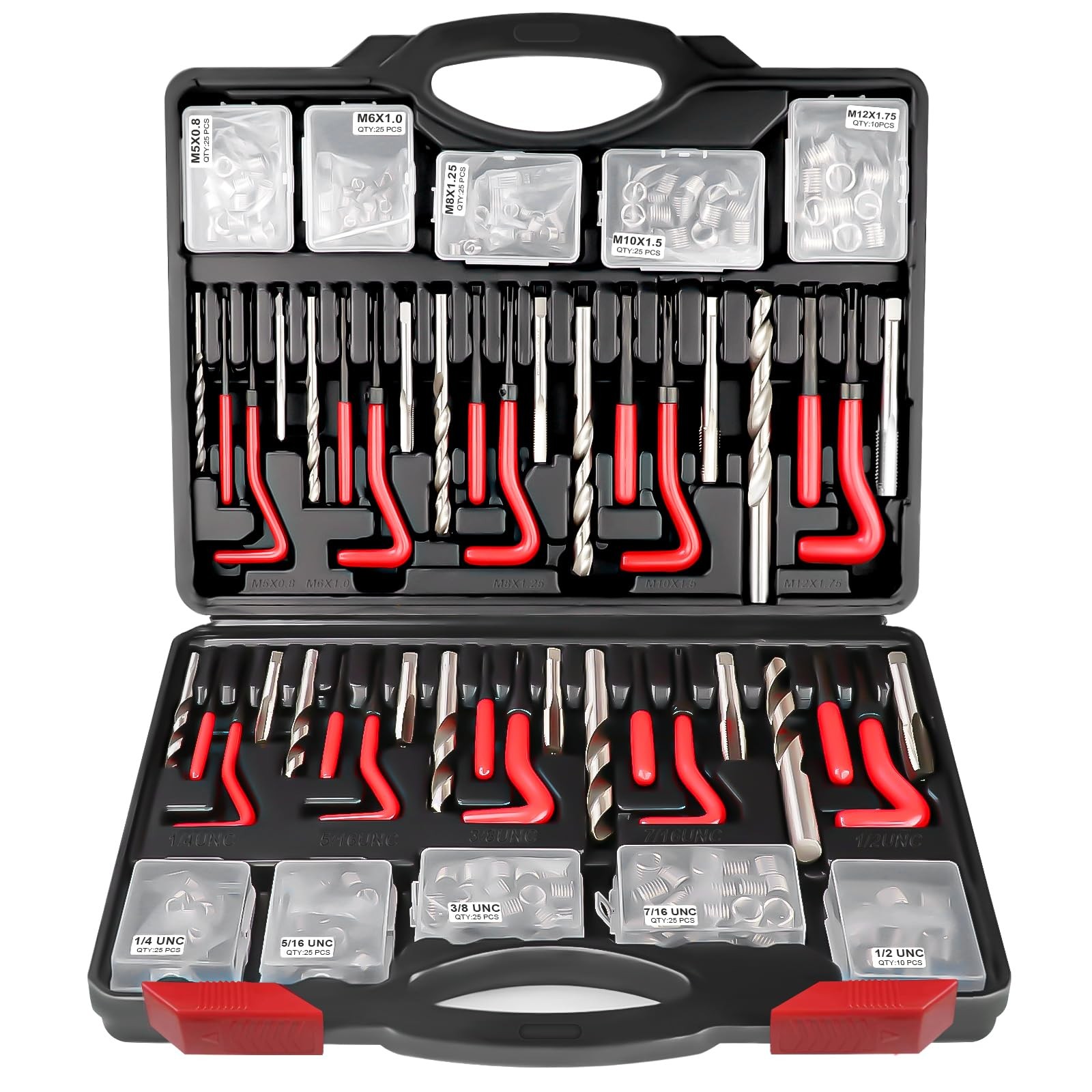 Helicoil Thread Repair Kit, 261 PCS Thread Chaser Kits HSS Drill Helicoil Kit...