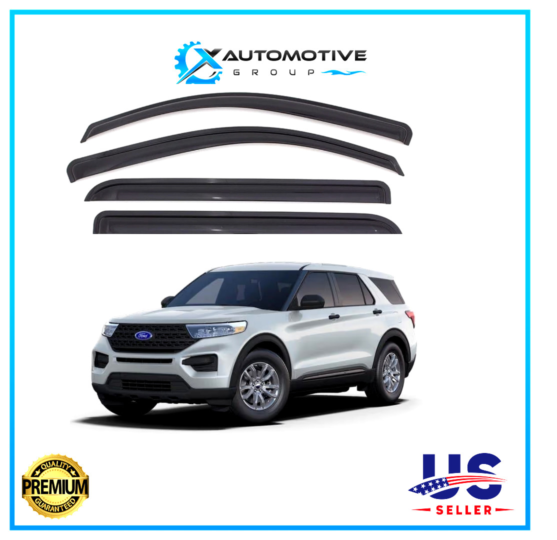 Black Window Vent Visors Rain Guards Deflector For Ford Explorer 2020-2026