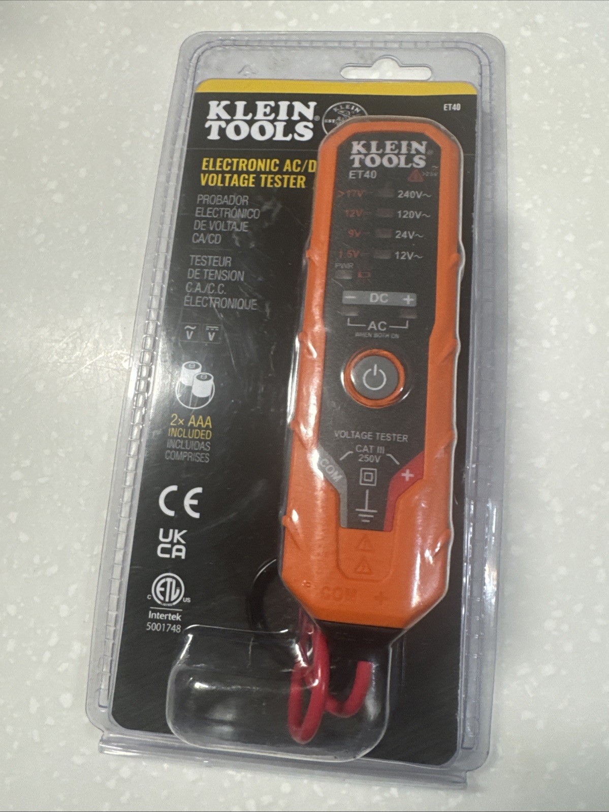 Klein Tools Electronic AC/DC Voltage Tester Open And Tested Open Box ET40