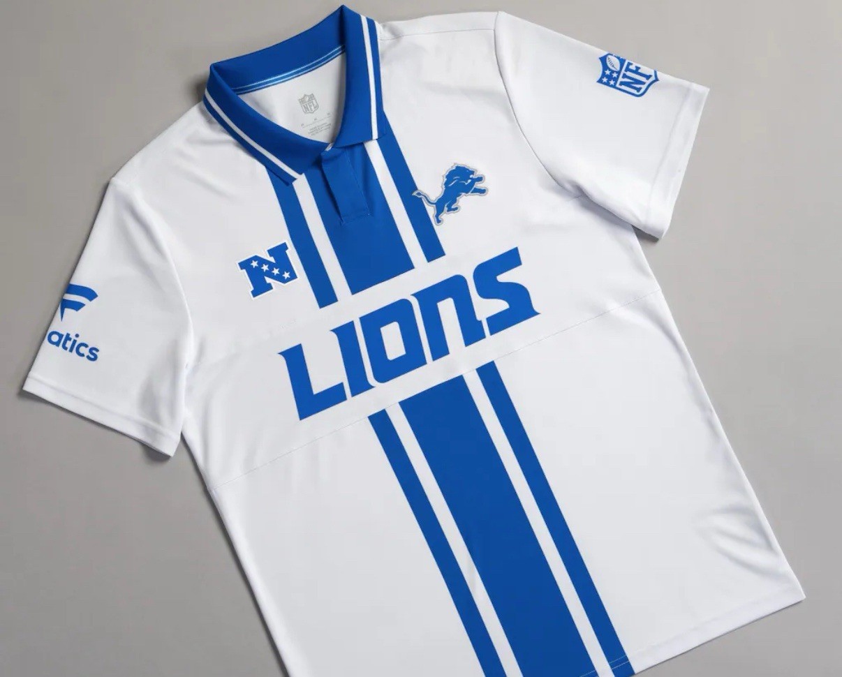 Authentic Detroit Lions Fanatics NFL Football x Football Collared Jersey Medium