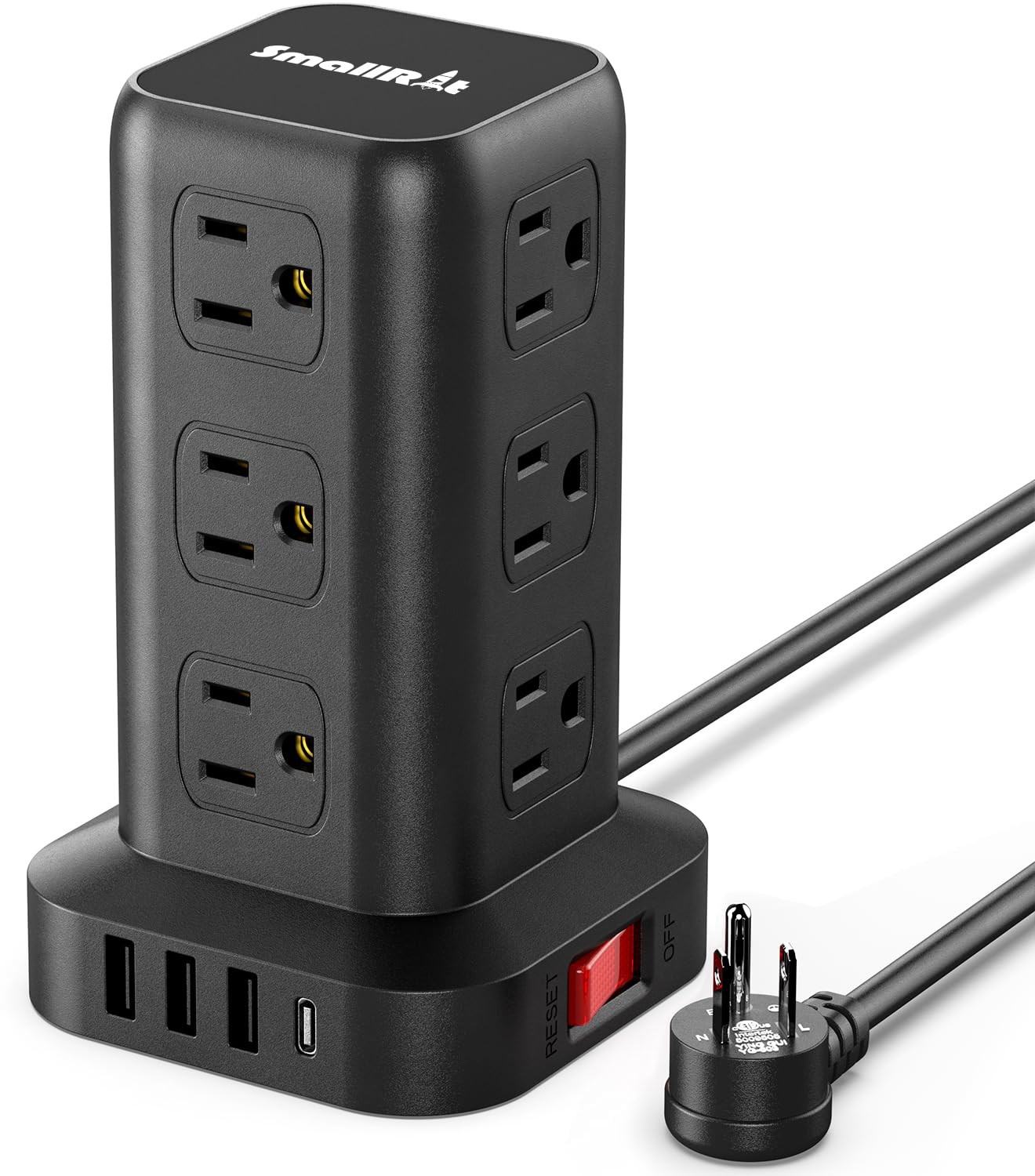 Extension Cord Surge Protector Tower 12 AC 4 USB 6.5FT Overload Protection