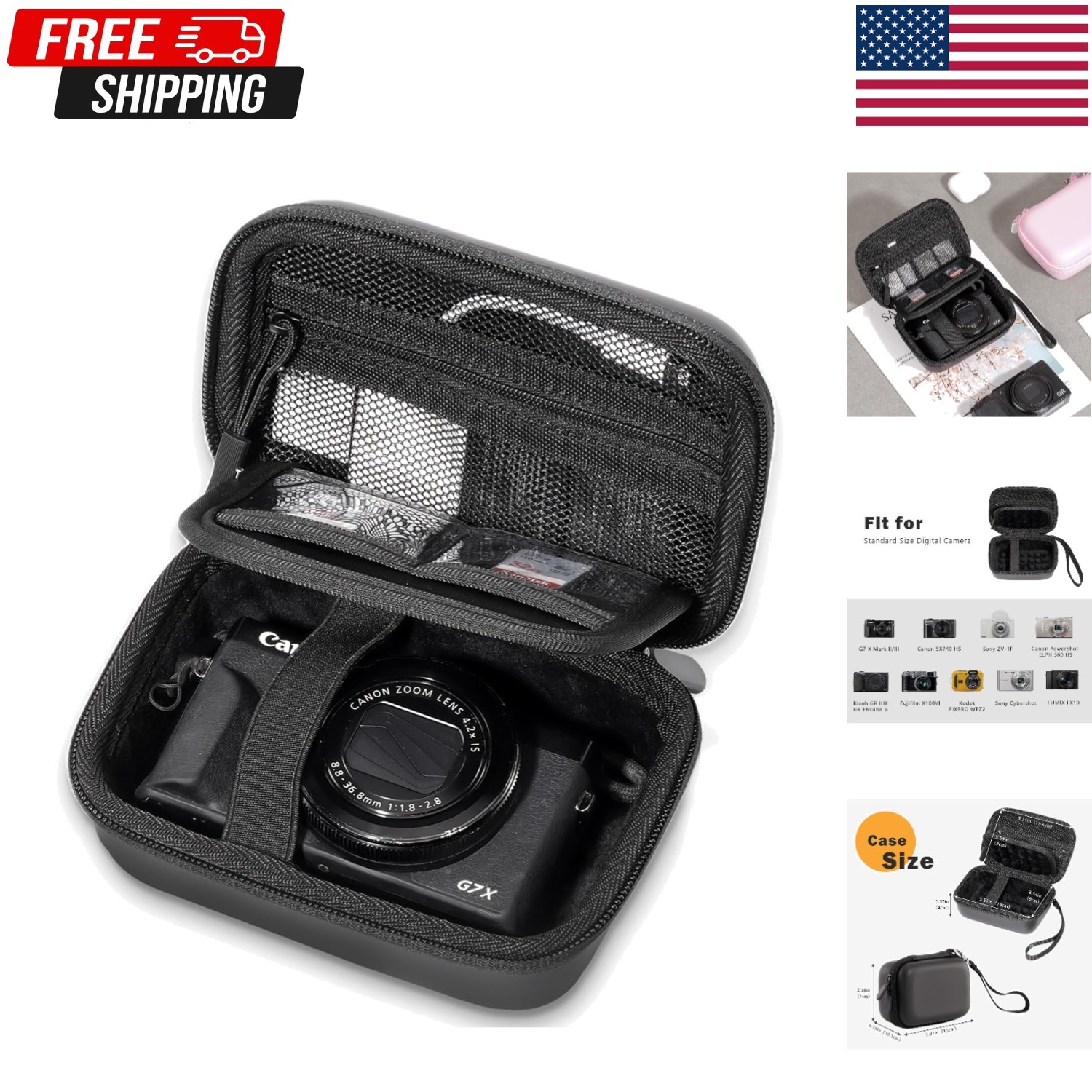 Case for Canon PowerShot G7X Mark III Digital Camera, 1* Hard Carrying Case +...