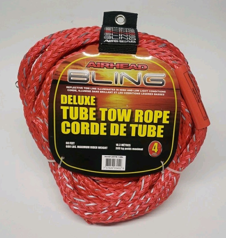 Kwik Tek Airhead AHTR-14BL Bling 4 Rider Deluxe Tube Tow Rope 60 foot