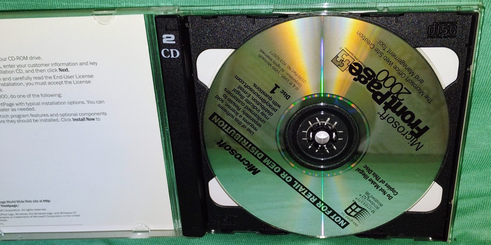 Microsoft Frontpage 2000 - Not for Retail Version Vintage Software for Windows