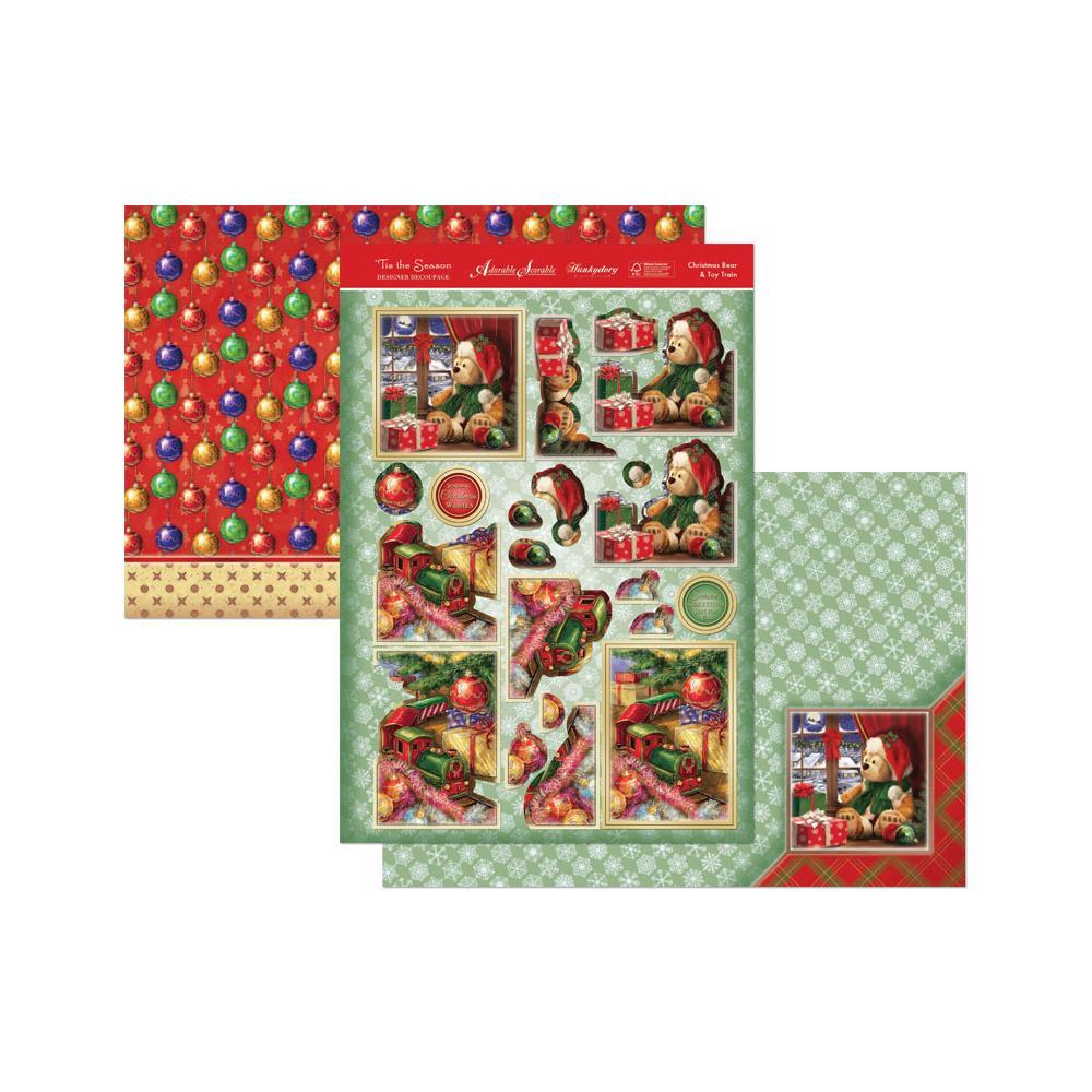 Hunkydory 'Tis the Season Decoupage Set - Christmas Bear & Toy Train