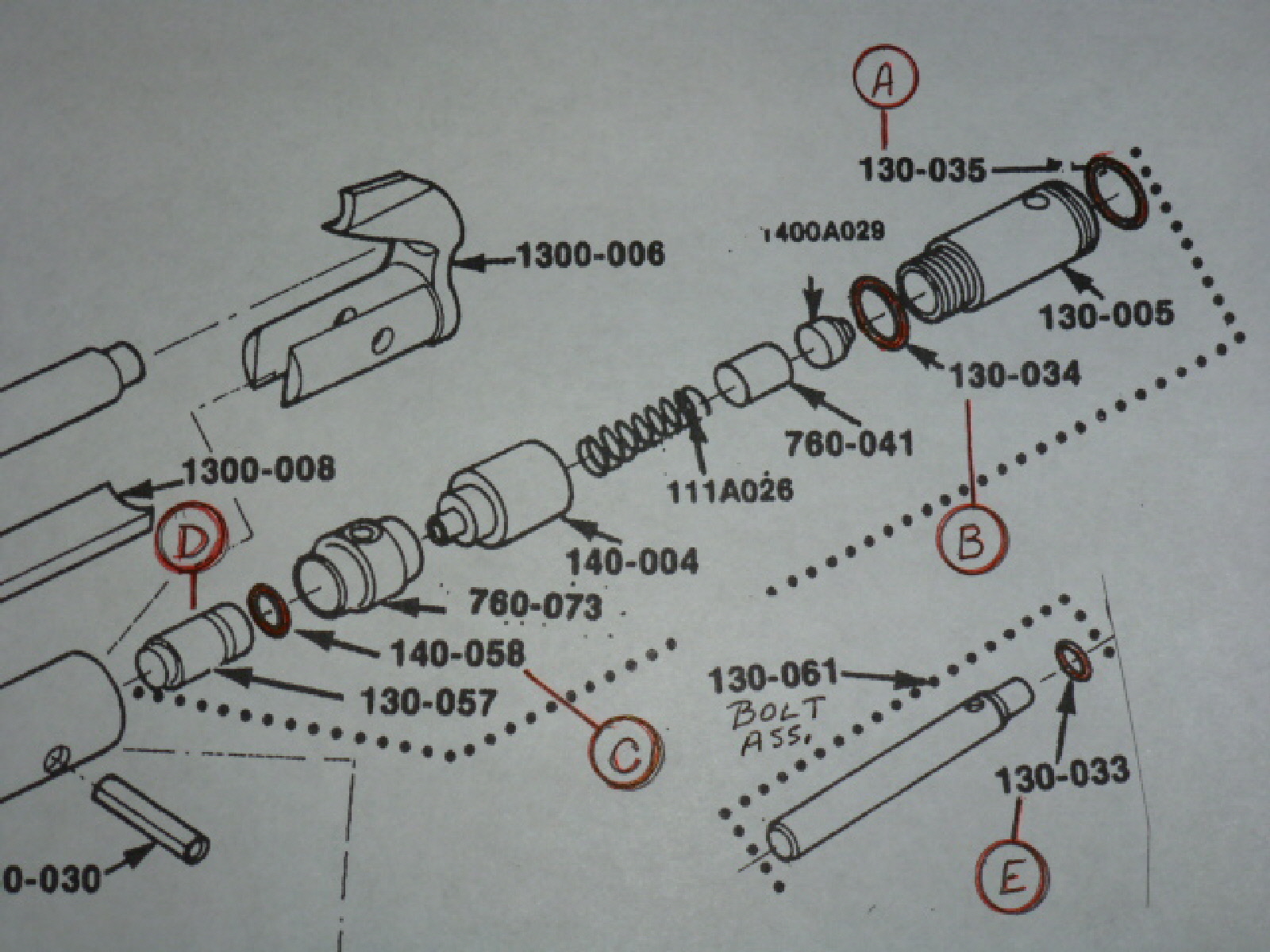 Crosman 1300 Air Pistol Two (2) O-Ring Seal Kit-Exploded View & E-Z Seal Guide