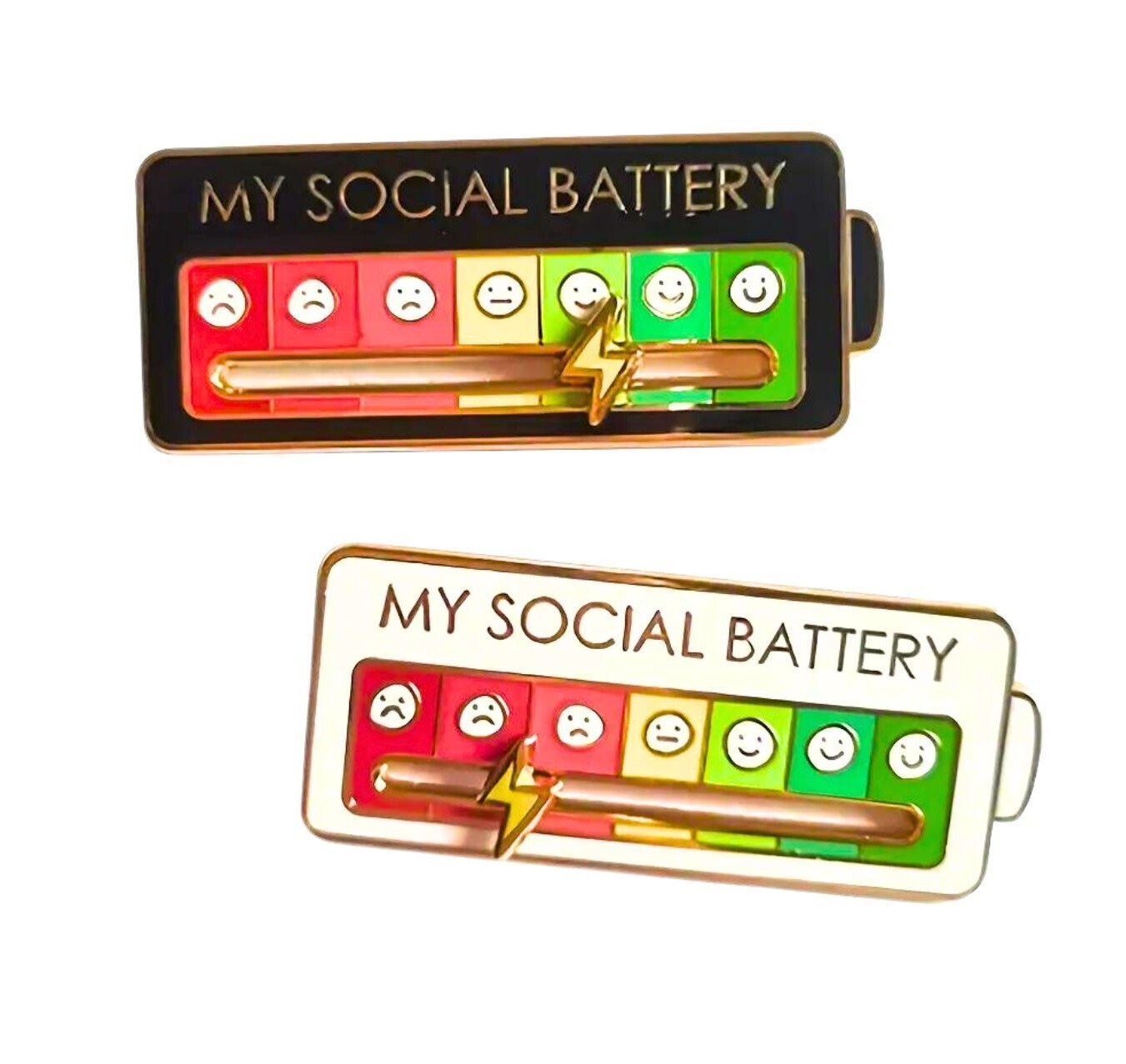 Social Battery Enamel Pin, USA SELLER Anxiety Sliding Mood Interactive Pin