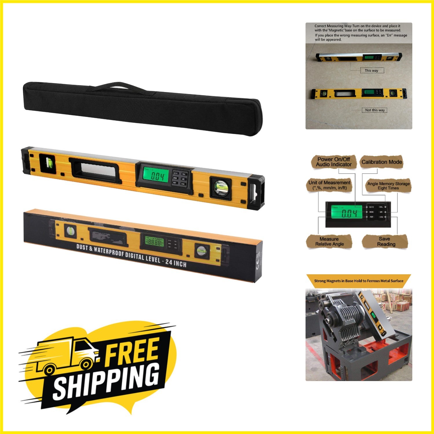Smart 24-Inch Digital Level with Audio &  Protection - Ultimate Tool