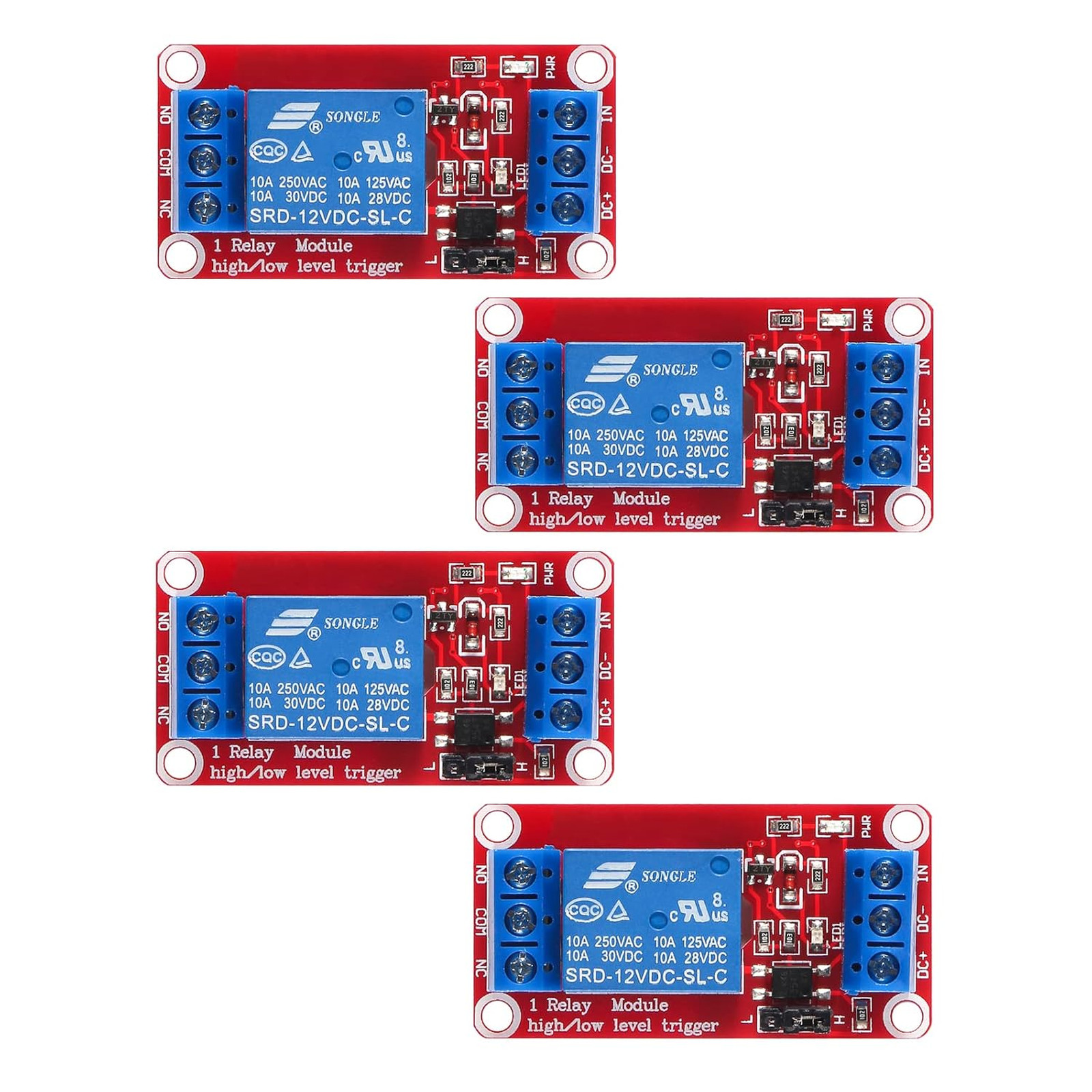 12V Relay Module 1 Channel, Optocoupler Isolation, Support High Low Level, AC/DC