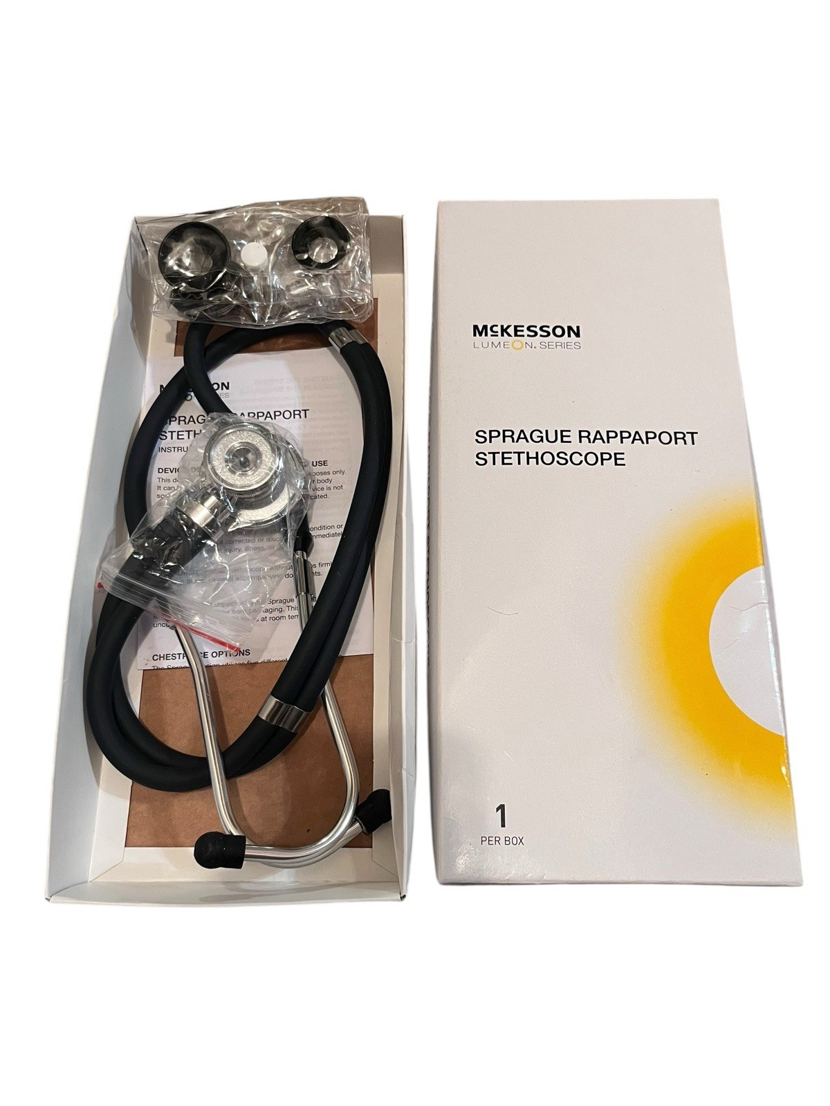 Sprague Stethoscope McKesson LUMEON Black 2-Tube 22 Inch #01-641ngm New NOS