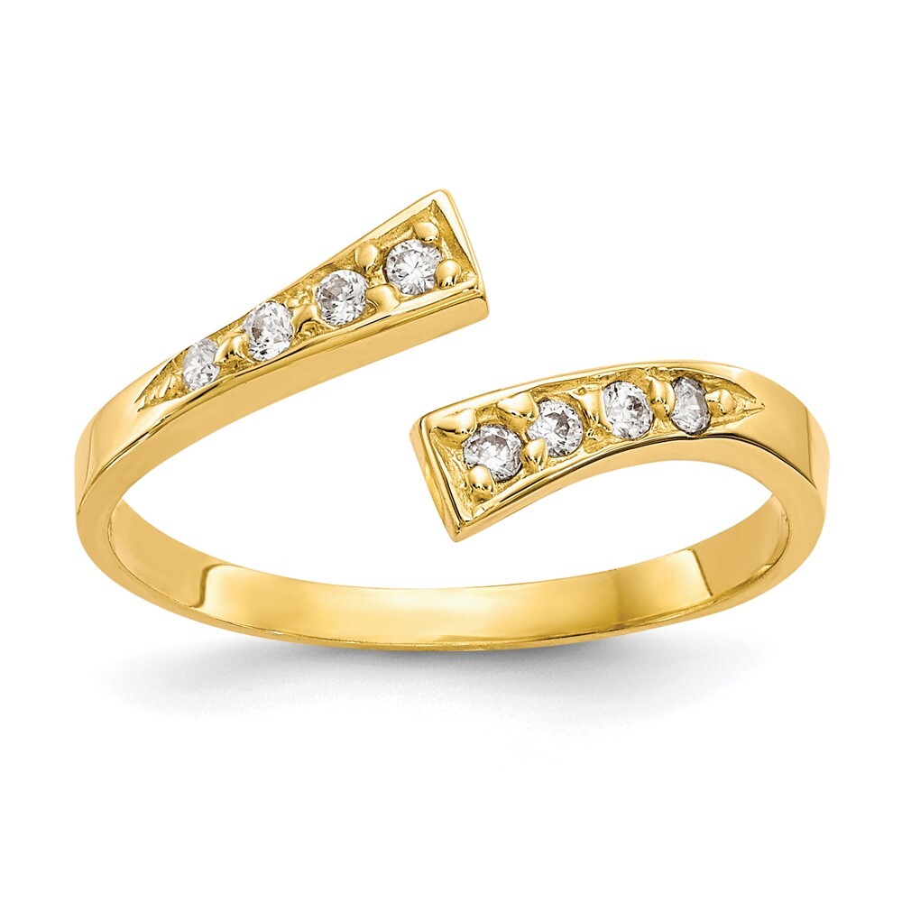 10k Yellow Gold Cubic Zirconia Toe Ring Perfect Gift for Her