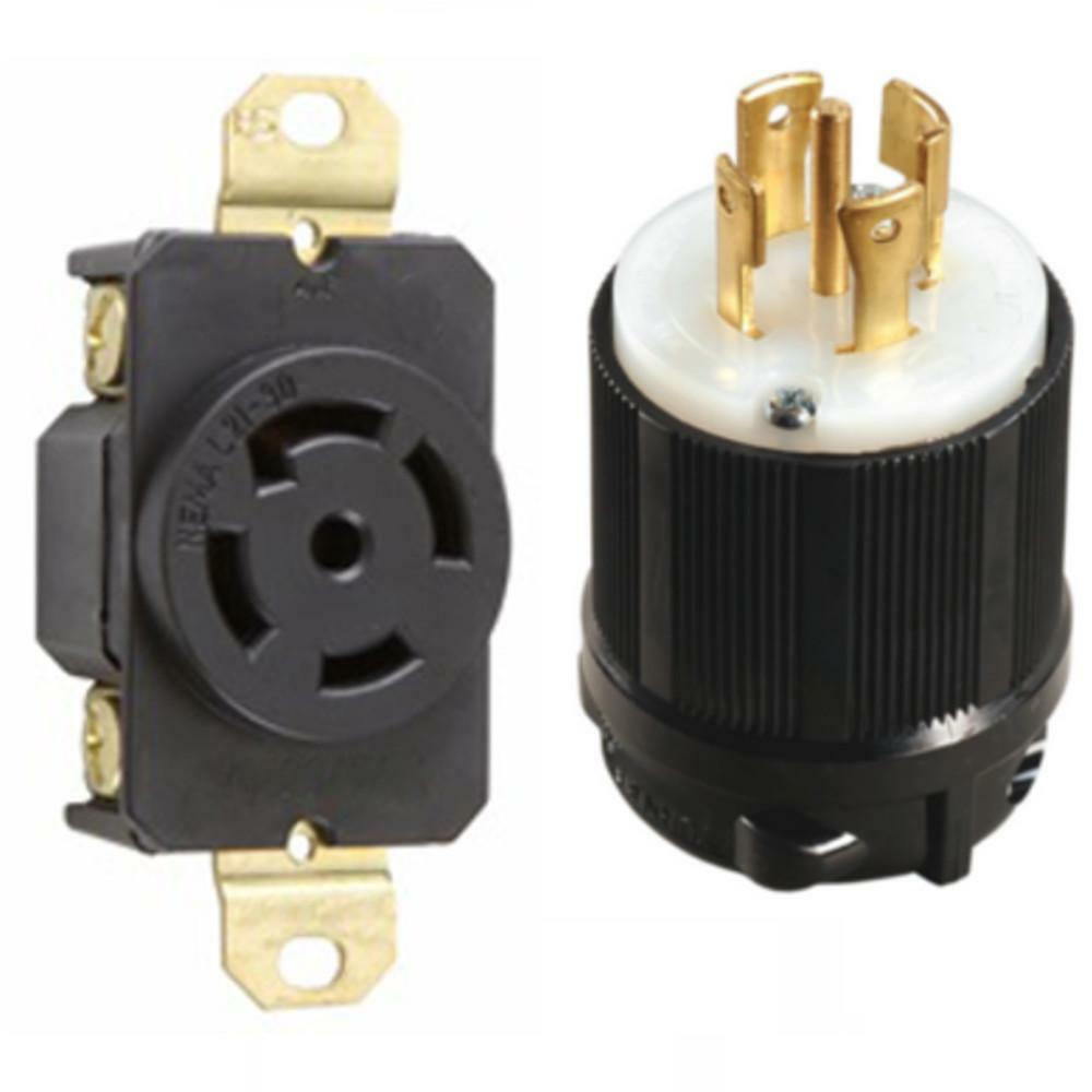 NEMA L21-30 Plug and Receptacle Set - Rated for 30A, 120/208V, 5-Wire, 4 Pole