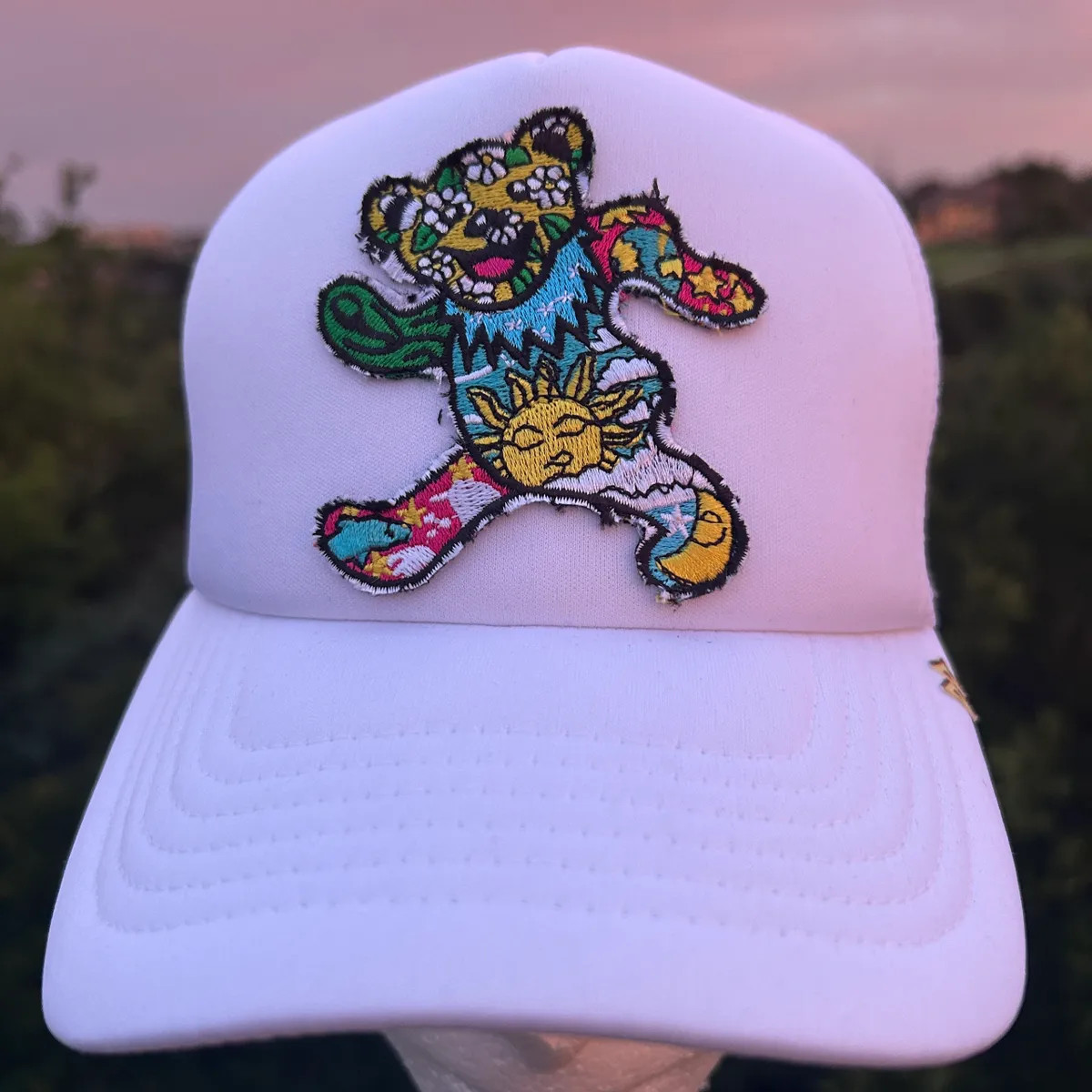 Grateful Dead "Post Malone Bear" Foam Trucker - White