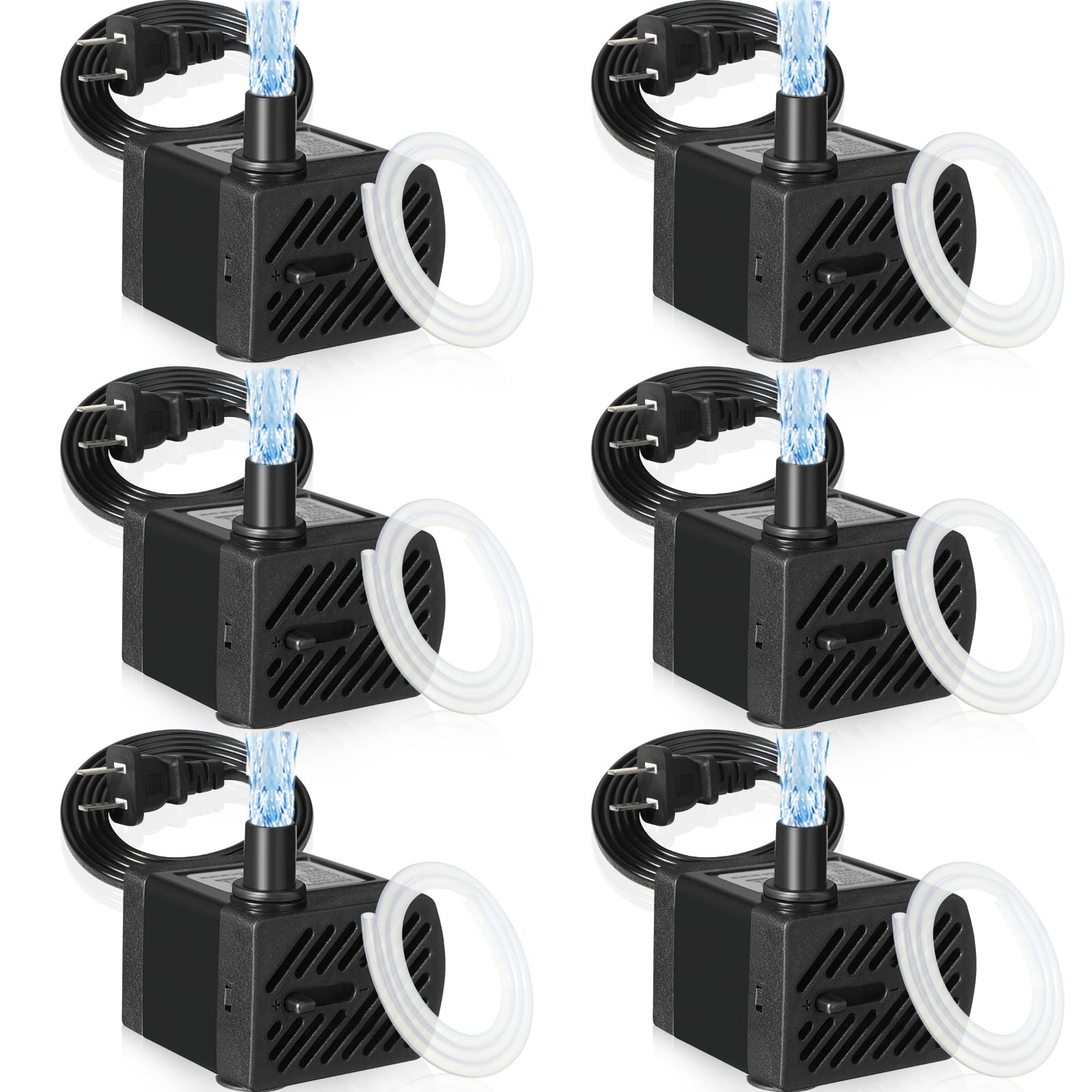 Set of 6 Fountain Pump Mini Small Water Pump for Aquarium 50GPH 3W Submersible
