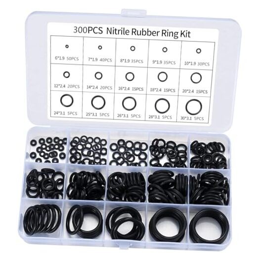 300 Pcs O Ring Assortment Kit, Rubber Washer Orings, Black15 Sizes Pressure