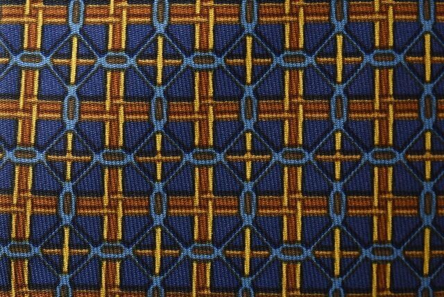 HERMES Tie 100 Silk Navy Yellow