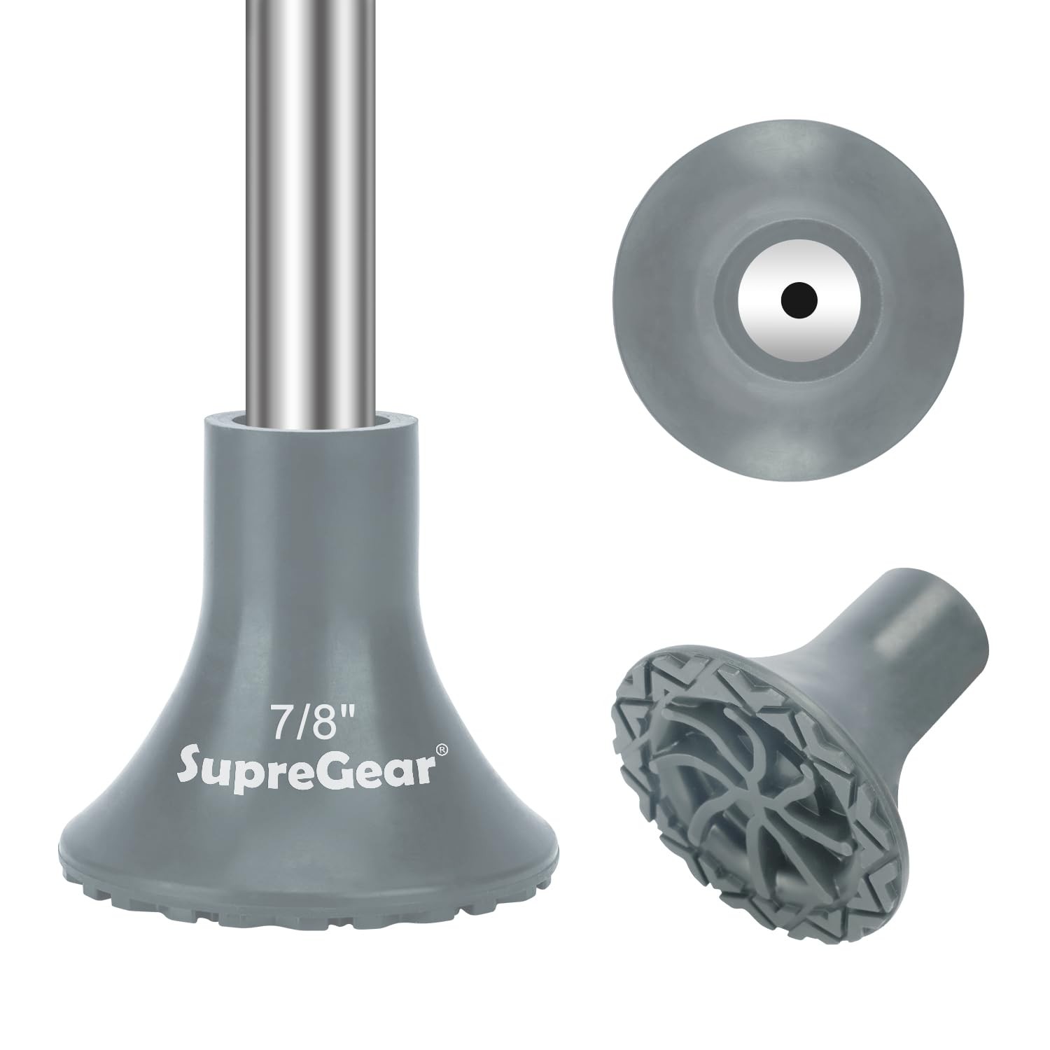 7/8-inch Heavy Duty Crutch Tip Non-Slip Rubber Replacement Cane Tips Grey