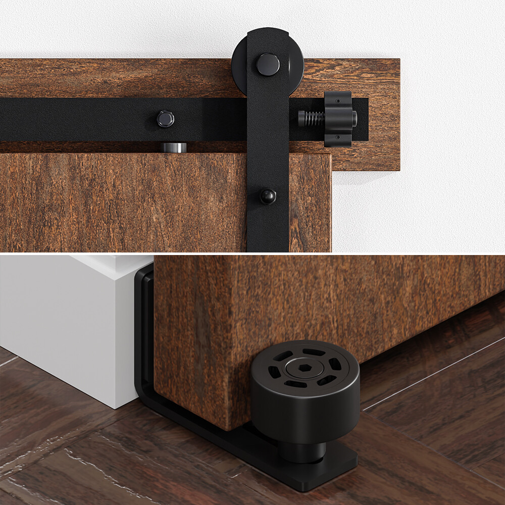 CCJH 4FT-20FT Sliding Barn Door Hardware Track Kit for 1/2 Door, Modern Closet
