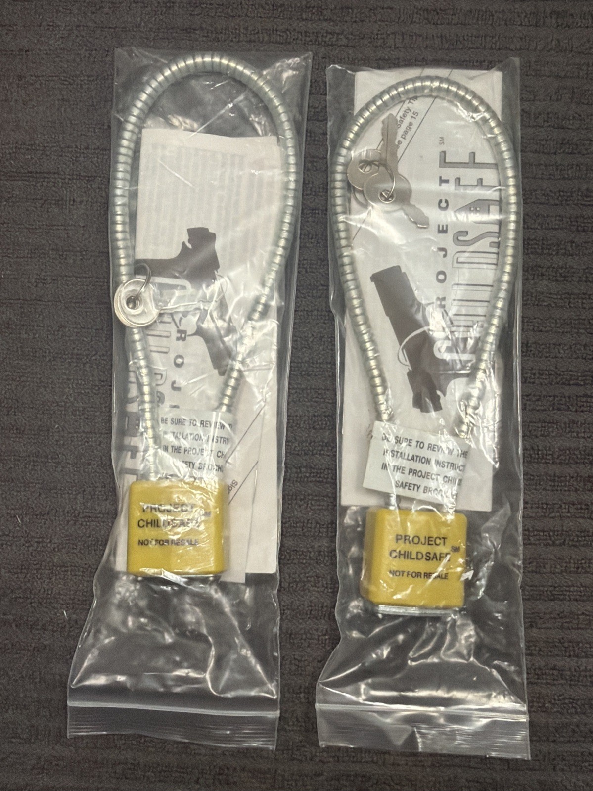 (2) Cable Gun Locks - All keyed alike Project Child Safe - Rifle Pistol Revolver