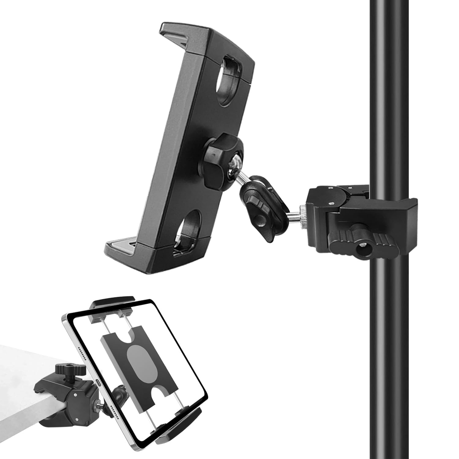 Tablet Holder for Mic Stand/Stroller/Treadmill/Wheelchair/Spin Bike/Peloton/I...