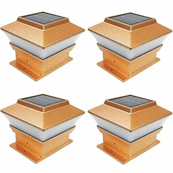 Relightable 4pack Copper 4x4 Post Deck Outdoor Garden Solar Fence Light 244X4