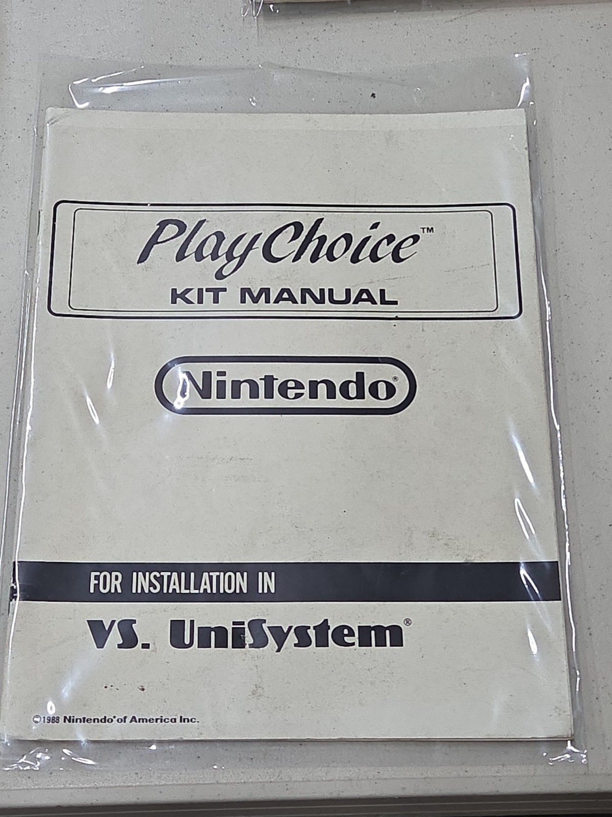 PLAY CHOICE Kit Manual Nintendo 1988