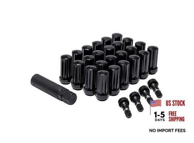 ProComp Alloys 16104B Lug Nut Kit 14 x 2 HT Spline 6 Lugs Black w/Val Stem Lug