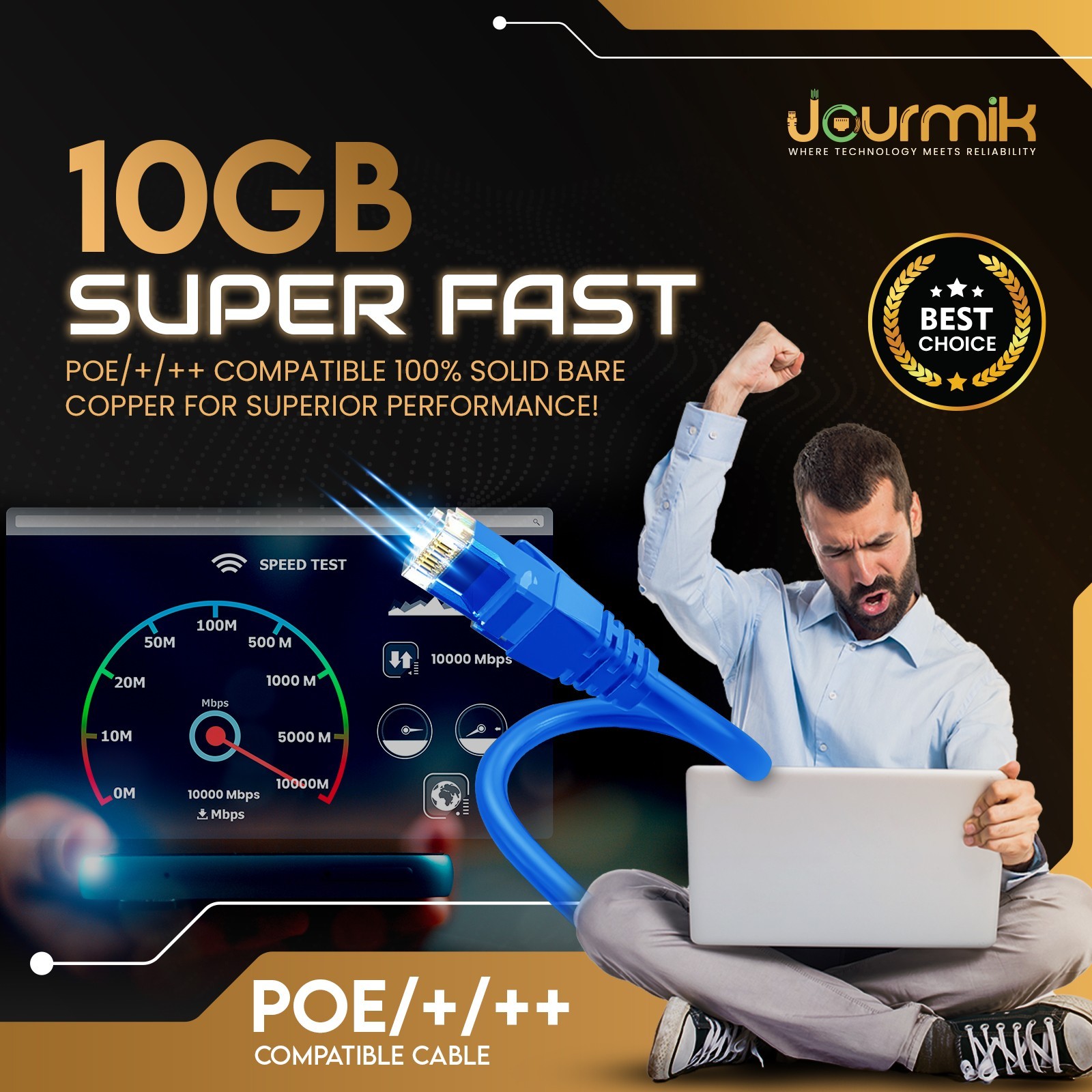 Jourmik CAT6 Plenum 1000FT 100% Pure Copper CMP Rated Bulk Ethernet Cable