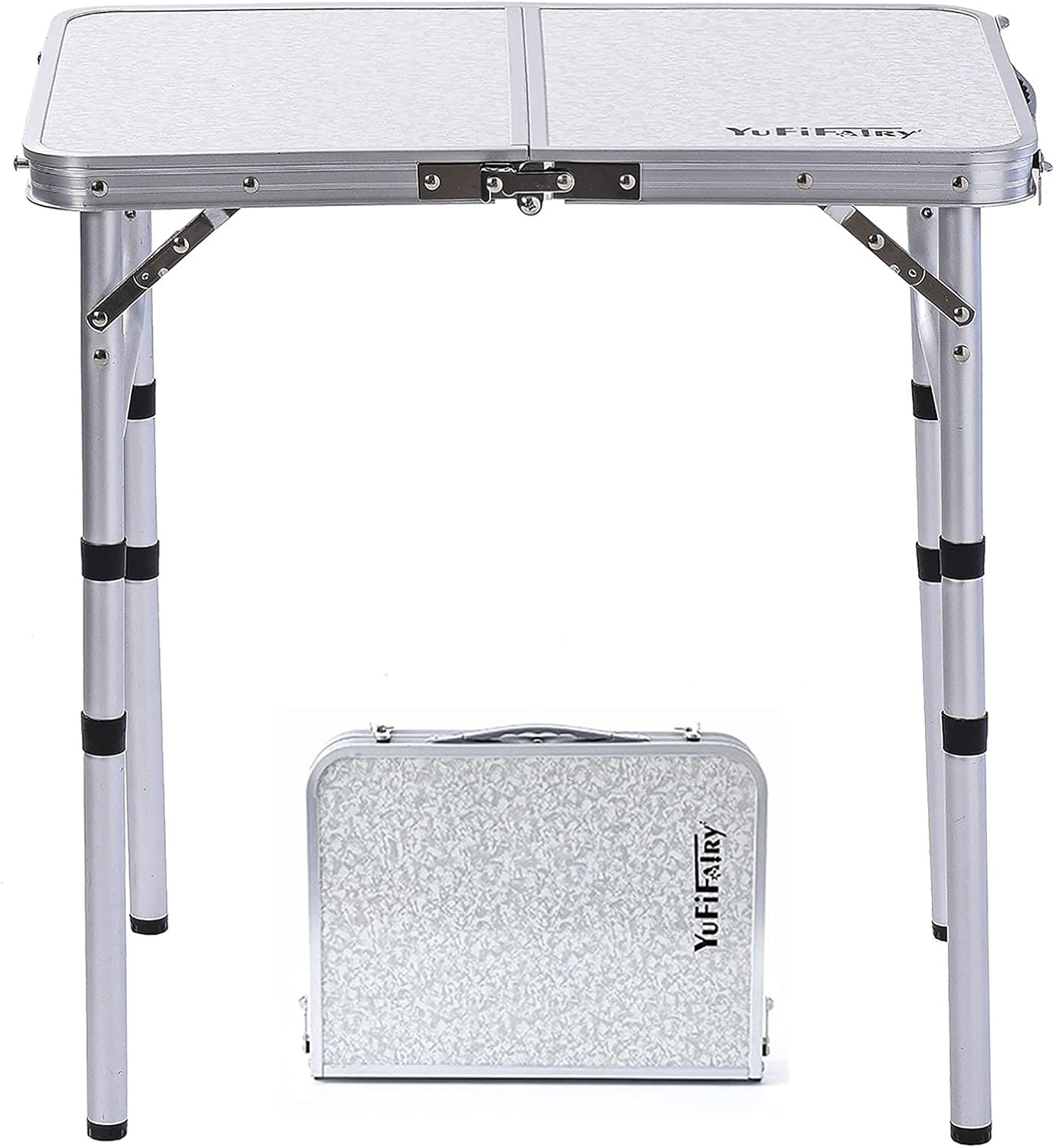 Small Folding Table Portable 24''Lx16''W Camping Table W/ Adjustable Height