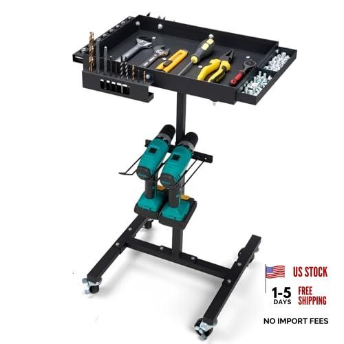 OLBRUS Rolling Work Table, Rolling Tool Cart with Drills Storage | Adjustable