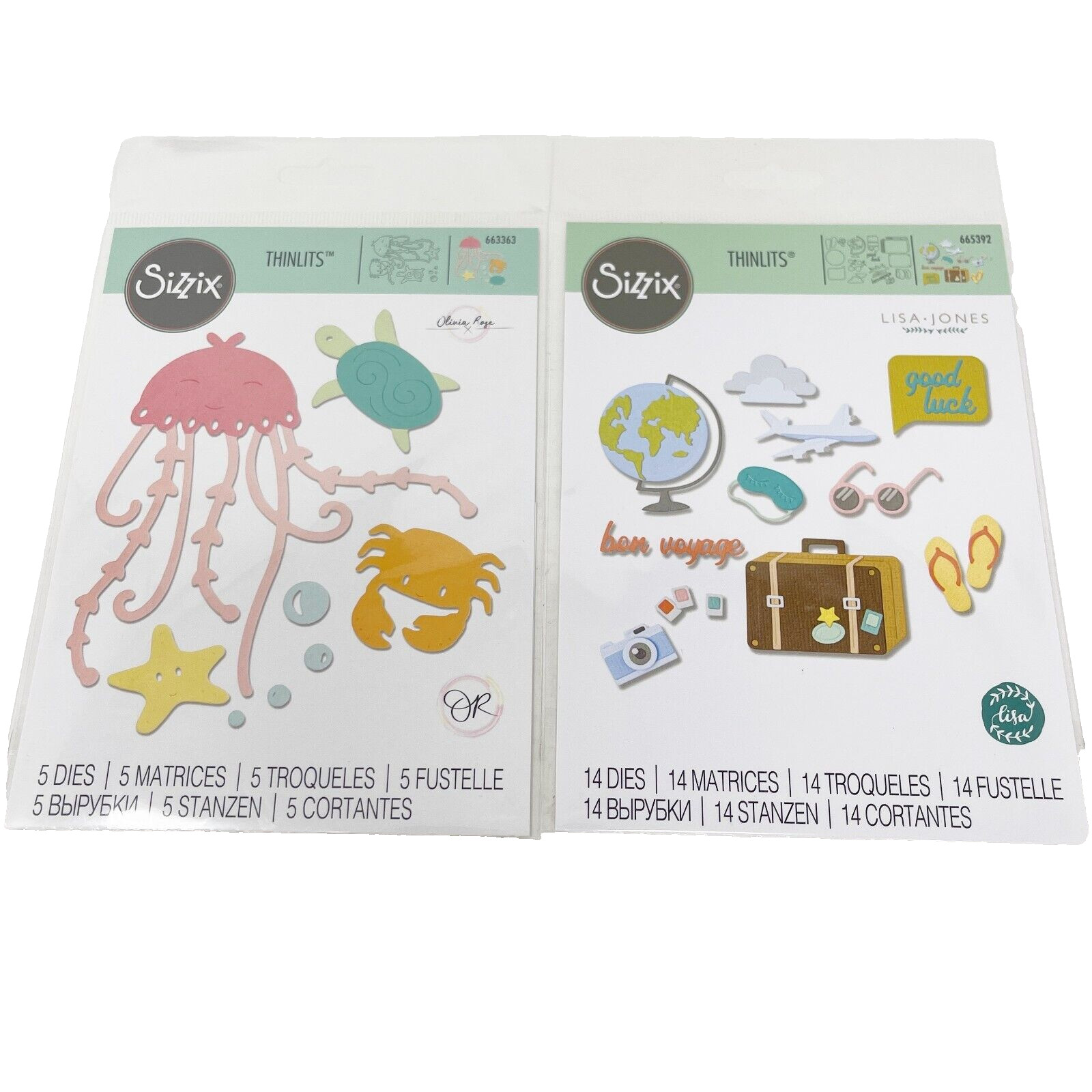 Sizzix Thinlits Summer Bundle Cutting Dies Beach Ocean Animals NEW