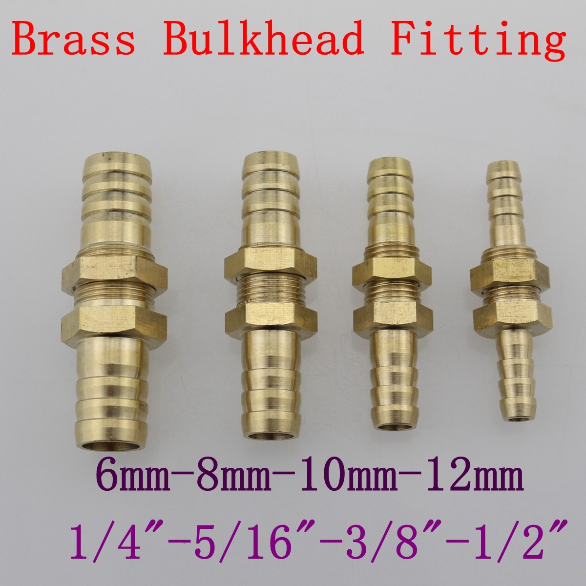 Brass Bulkhead Fitting Hose Barb Pipe Tube Connector Fuel Aquarium Boat Reducing