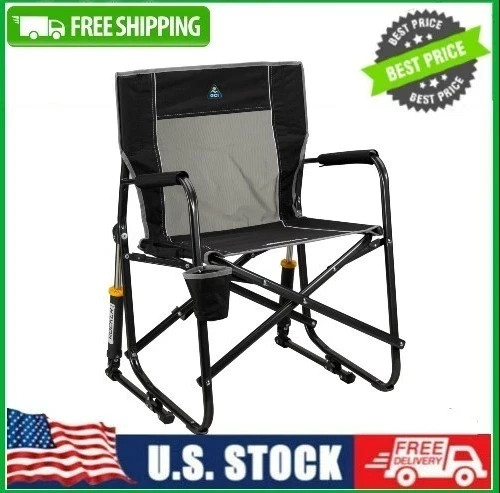 GCI Outdoor Freestyle Rocker Foldable Rocking Camping Chair, Black