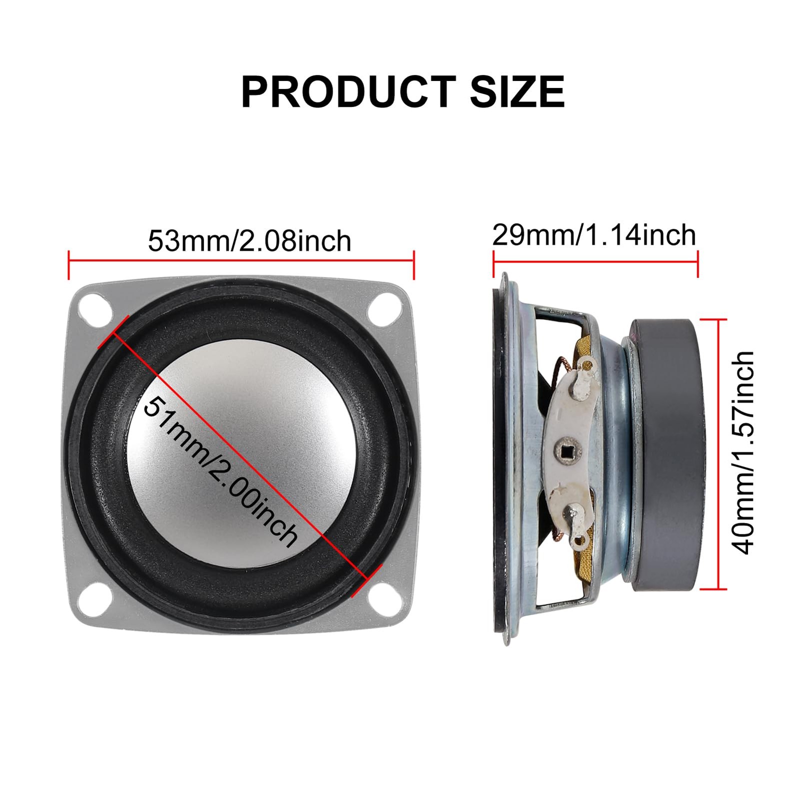 6Pcs 2 4Ohm 3W Full Range Audio Speaker Stereo Woofer Loudspeaker