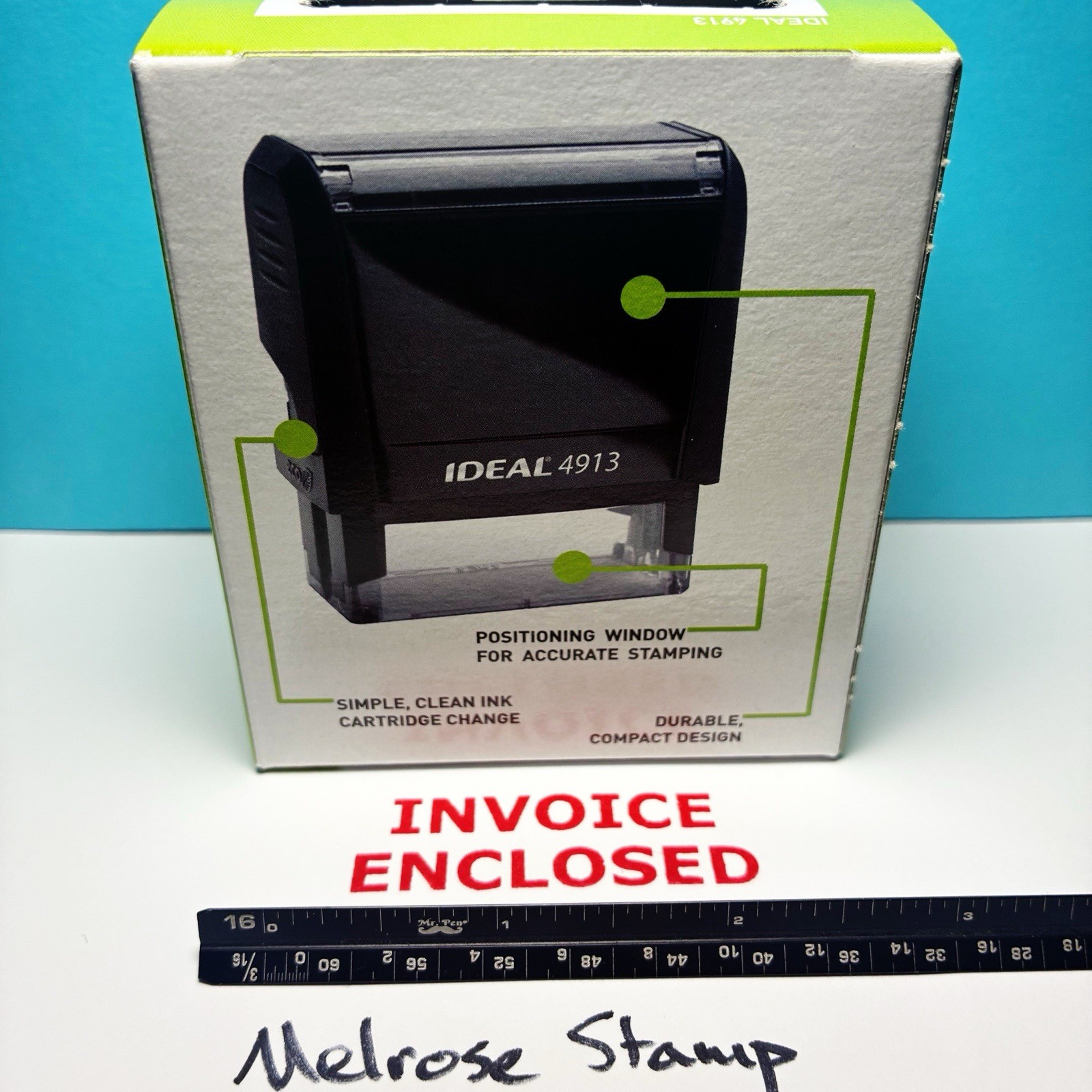 Invoice Enclosed Self Inking Rubber Stamp Red Ink Ideal 4913