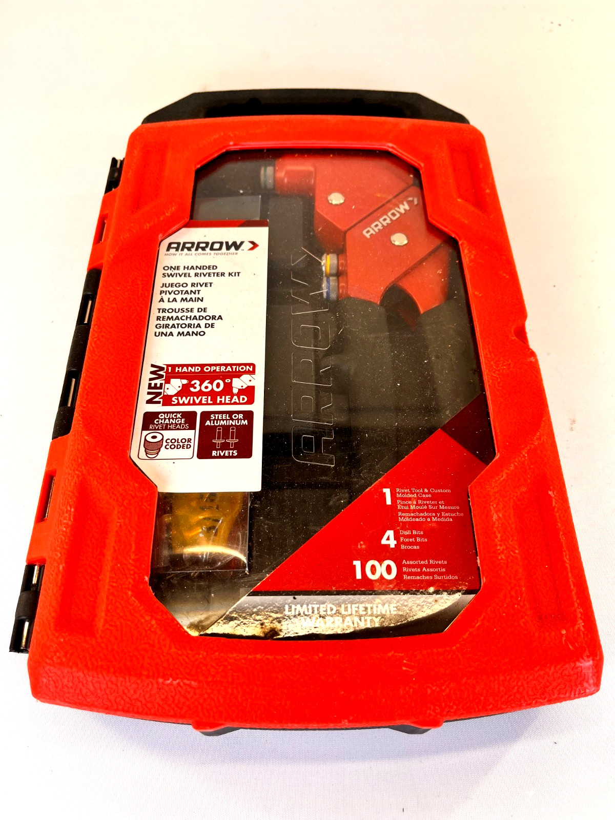ARROW ONE-HANDED SWIVEL RIVETER KIT RT187SHK 360° SWIVEL HEAD, FREE SHIPPING
