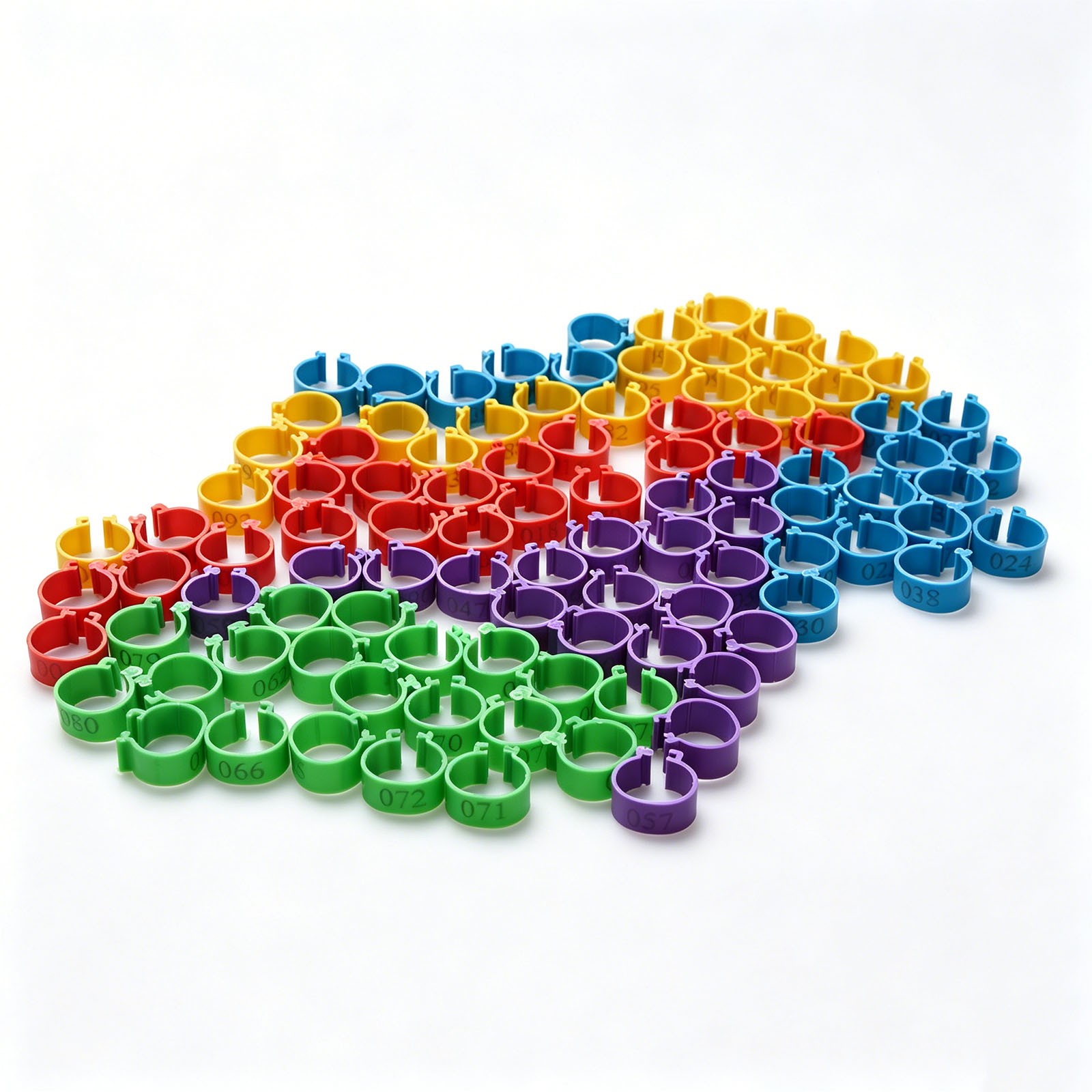 Poultry Leg Bands Numbered 100PCS 001-100 Plastic Marking Rings for Breeding