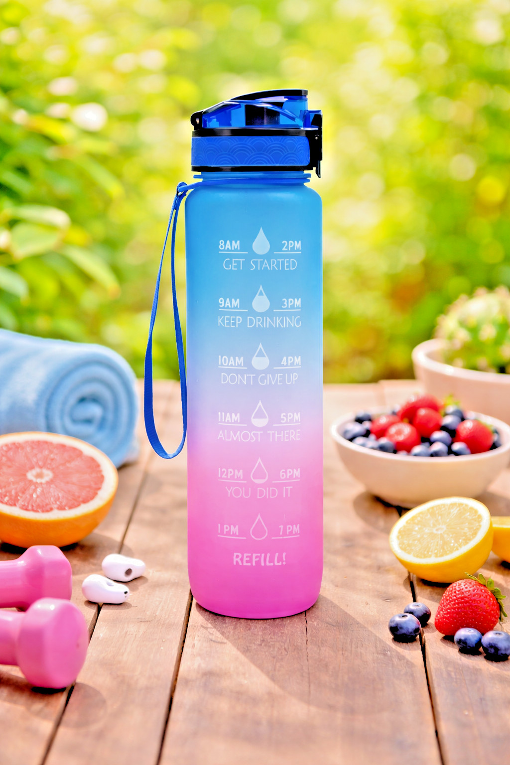 1L Motivational Time-Marker Water Bottle – 32oz Leakproof Sport Tumbler.